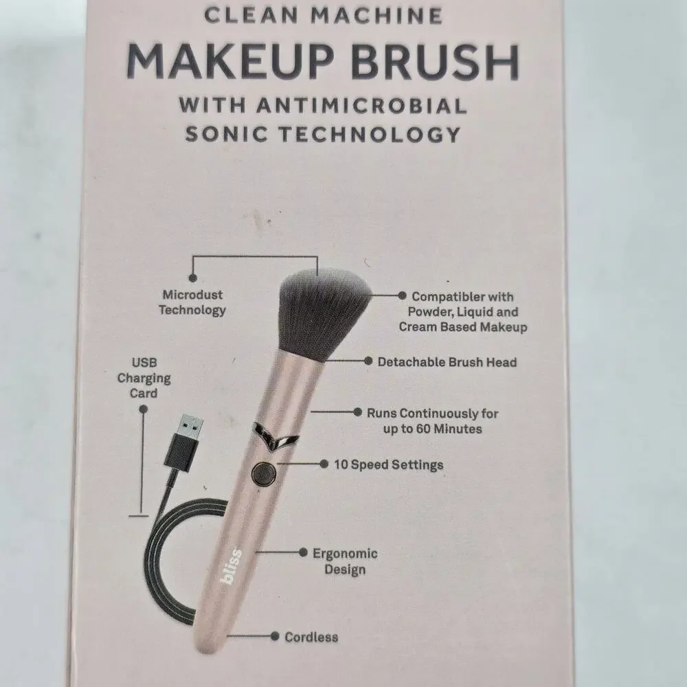 Bliss Antimicrobial Sonic Technology Makeup Brush Rosegold Rescue-New